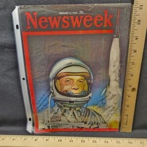 NASA Astronaut/Admin Period Signed 1962 Newsweek Cover Glenn Jr Grissom Shepard